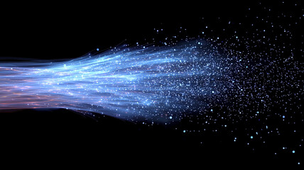 Ai generated dynamic light stream digital realm abstract visualization dark environment artistic viewpoint technology concept