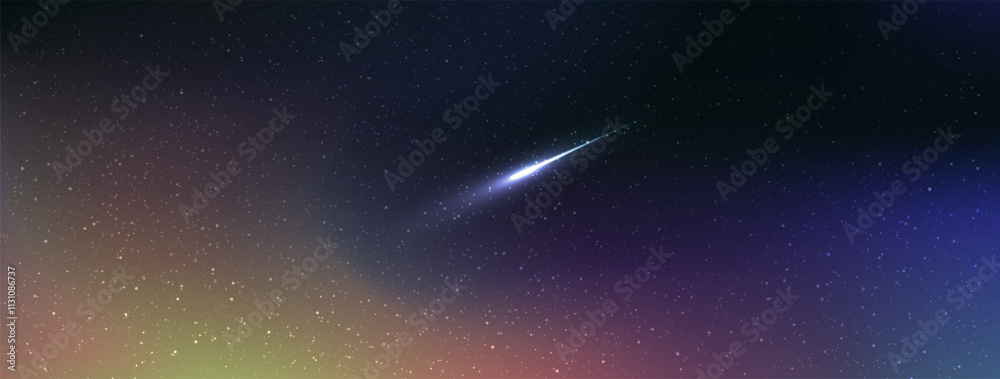 Canvas Prints shooting stars in the colorful sky, beautiful galaxy background with nebula cosmos and comets. vecto