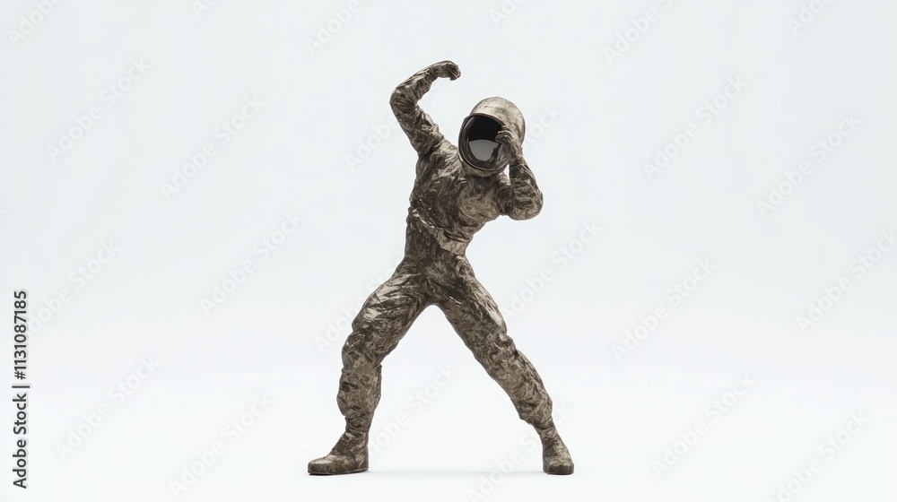 Aufkleber a stylized figure in a dynamic pose, resembling an astronaut or a dancer, set against a plain backgr
