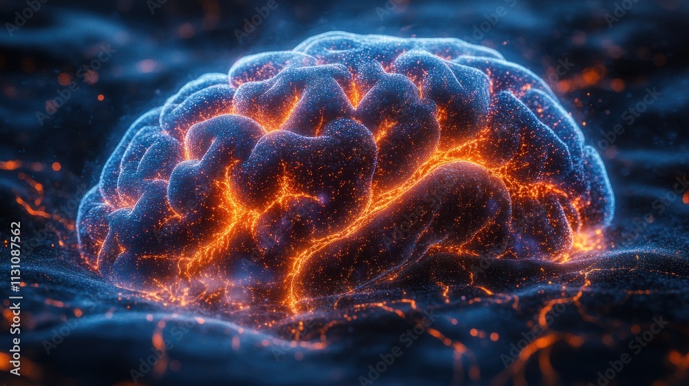 Poster neural activity visualization digital art brain concept abstract environment close-up view cognitive