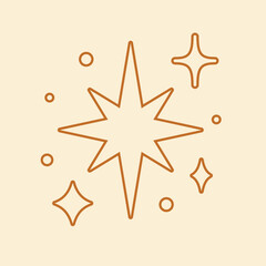 Obraz premium Vector illustration of set of shining stars. Star icon, emblem of symbol in modern simple flat or boho style
