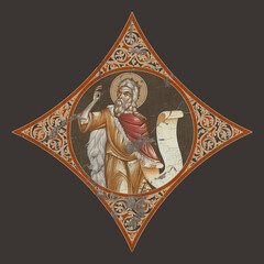 Obraz premium Prophet Saint Elijah. Decorative vintage element, illustration in Byzantine style