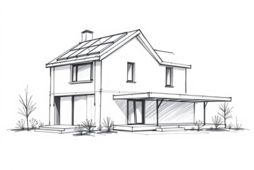 Dream Home Design: Sketch of a Modern Eco-Friendly House 