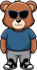 Obraz premium Cute Kid Teddy Bear Doll With Sunglass In Fashion Style Vector Art
