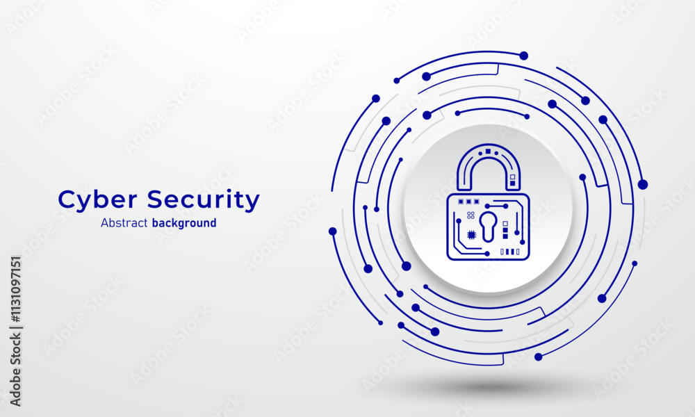 Aufkleber Padlock on circuit board. Concept of cybersecurity and network protection. Secure technology and data protection system. Abstract background for website and banner. Vector illustration.