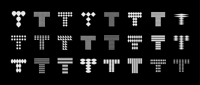 Modern technology letter T logo branding set