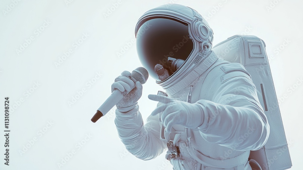 Aufkleber An astronaut in a spacesuit performing with a microphone, creating a unique fusion of space and music.
