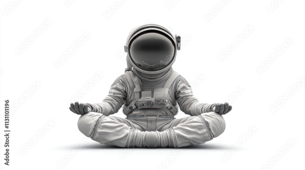 Aufkleber an astronaut in a meditative pose, symbolizing tranquility and exploration.