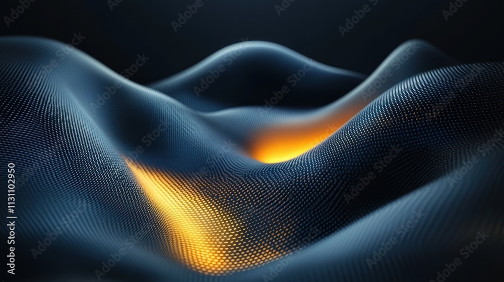 Aufkleber Abstract representation of flowing waves with glowing highlights.