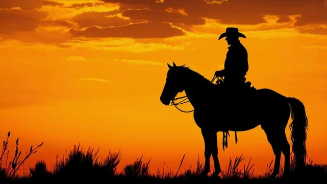 silhouette man riding  on horse