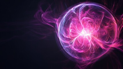 Abstract Glowing Sphere of Pink and Purple Energy - A Stunning Visual Representation of the Universe