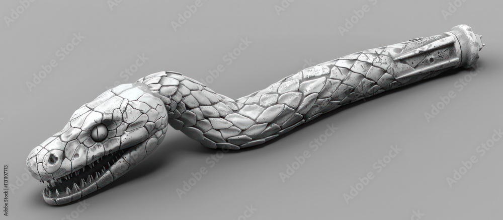 Wall mural highly detailed and 3d rendering of a coiled venomous snake its scales reflecting the light and its 