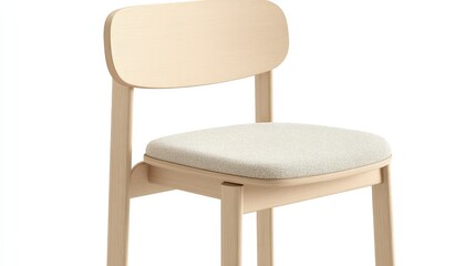 Fototapeta premium Wooden Dining Chair with Cushioned Seat in Natural Tones