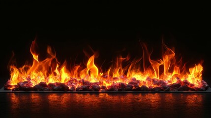 Naklejka premium Fire is burning in a fireplace