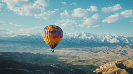 Fototapeta premium hot air balloon flying over the mountains