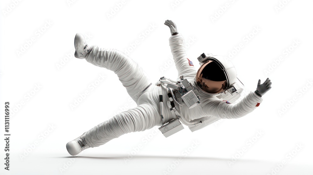 Aufkleber An astronaut in a spacesuit appears to be floating or falling in a white background.