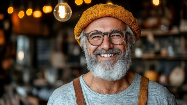 Senior businessman consultant captured in a modern office setting with a confident smile and poised demeanor exuding experience and reliability