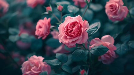 Fototapeta premium Elegant Bouquet of Vibrant Roses and Floral Blossoms Capturing Nature’s Serenity