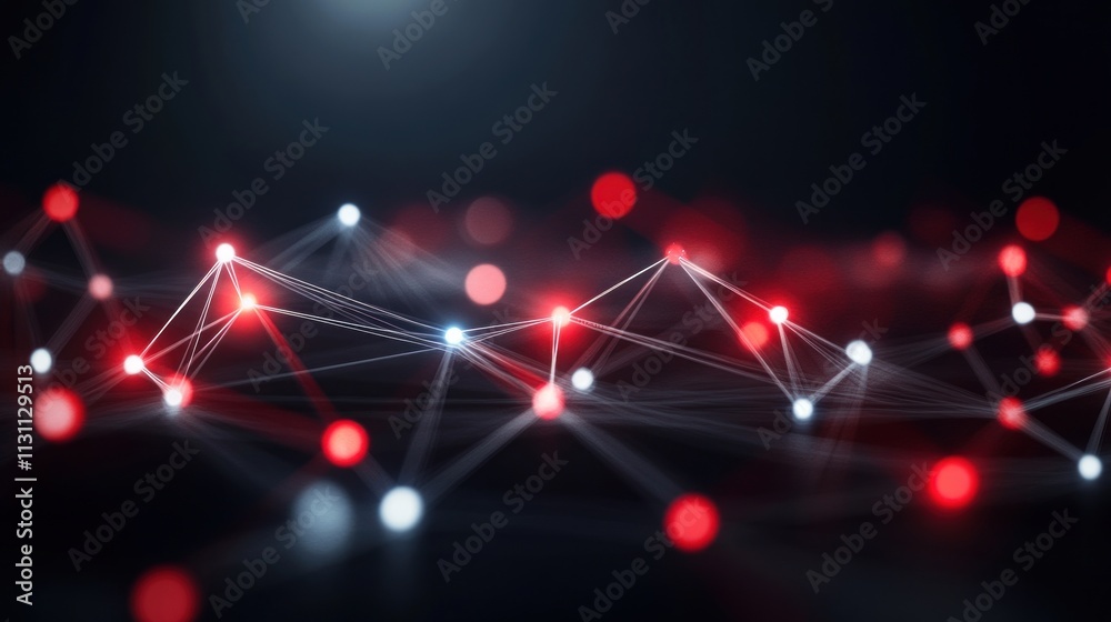 Poster Abstract representation of interconnected nodes and lines, symbolizing technology and data.