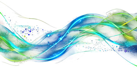 Vector abstract light lines wavy flowing dynamic in blue green colors isolated on black background for concept of AI technology, digital, communication, 5G, science, music