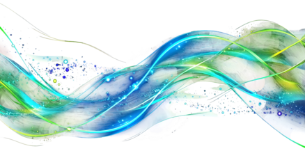 Vector abstract light lines wavy flowing dynamic in blue green colors isolated on black background for concept of AI technology, digital, communication, 5G, science, music