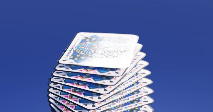 Playing cards back side. 3d render video.