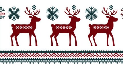 Festive Fair Isle Pattern with Reindeer and Snowflakes