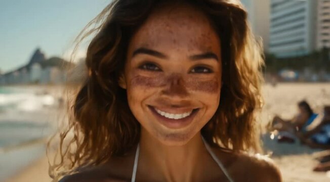 brazilian woman in biquini on the beach 