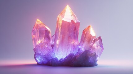 Glowing Amethyst Crystal Cluster.
