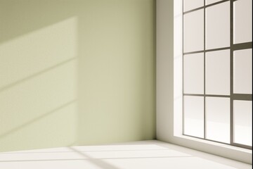 Fototapeta premium Minimal Sunlight: A Serene Play of Shadows on a Soft Pastel Wall
