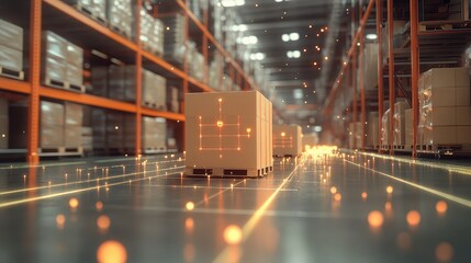 Monitoring logistics flow on dashboard focus on seamless distribution surreal composite office environment