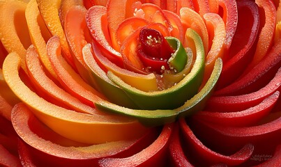 Sliced Bell Peppers Arranged In A Rose Shape