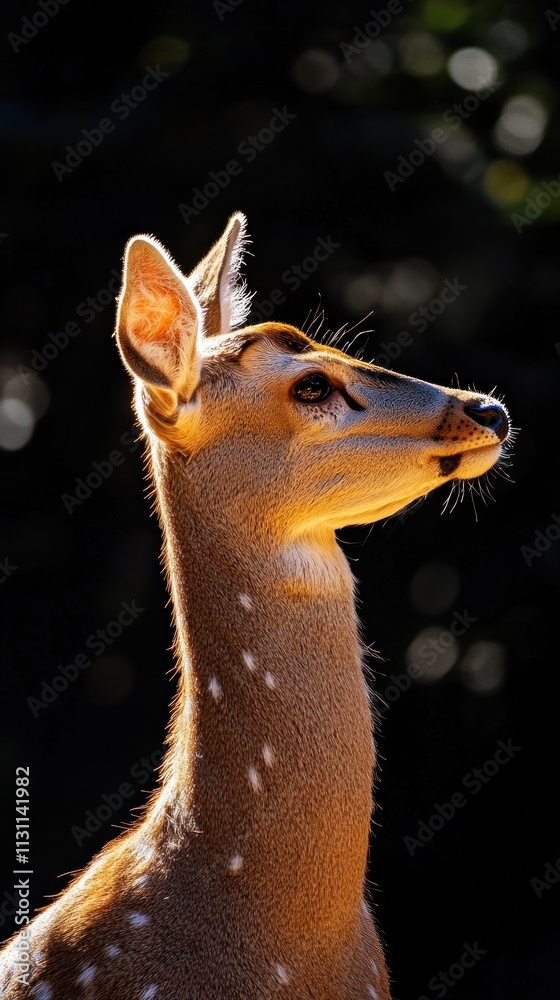 Poster A close-up profile of a deer with soft lighting highlighting its features.