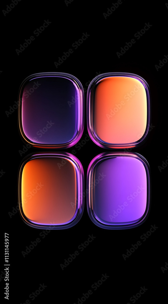 Poster dynamic gradient squares with vibrant colors isolated on a black background showcasing modern digita
