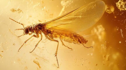 small insect fossilized in a piece of amber