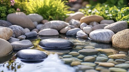 peaceful scenes with stones in the water