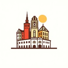 Fototapeta premium Charming European Cityscape Illustration 