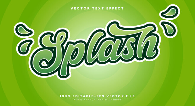 Splash 3d editable text effect template with modern style