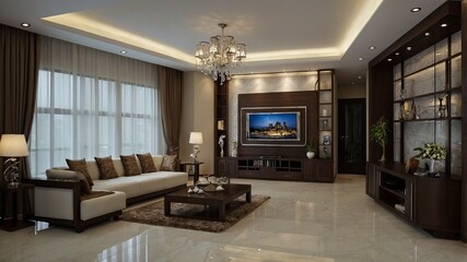 Fototapeta premium living room with fireplace,living room interior,modern living room