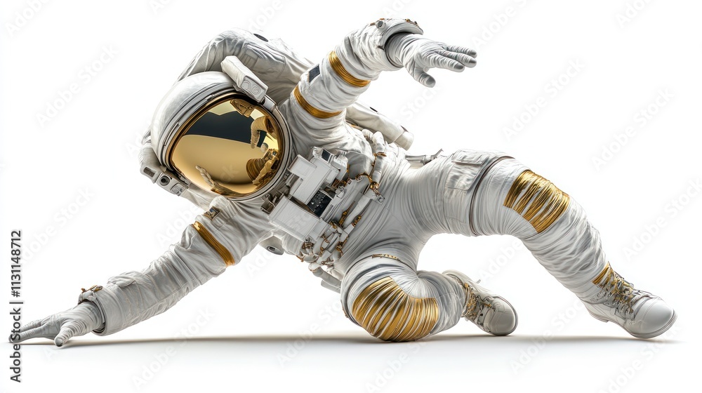 Aufkleber An astronaut in a dynamic pose, showcasing a futuristic space suit design.