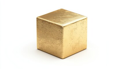 Isolated gold cube shown on a white background, ideal for clean product presentation.