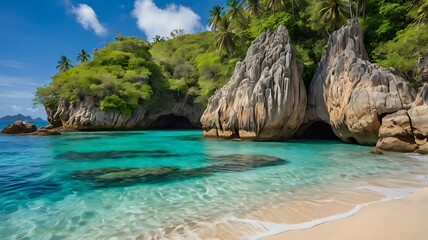 coconut trees on the beach with natural look
