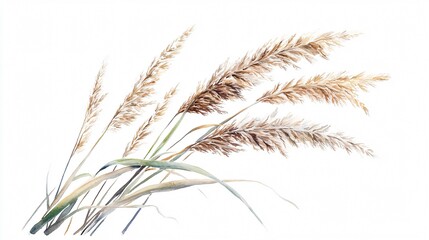 Fototapeta premium Watercolor Pampas Grass Painting: Botanical Illustration of Nature's Beauty