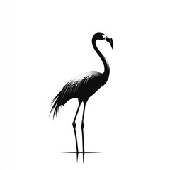 Fototapeta premium Elegant black and white flamingo silhouette.