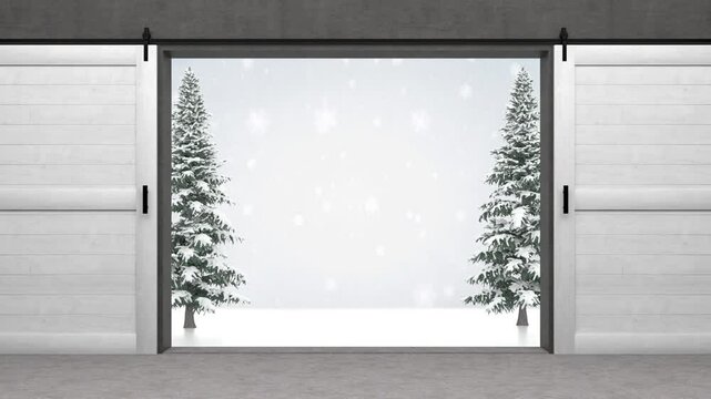 falling snowflakes with christmas decoration - 3D rendering 4K