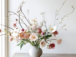 Exquisite Floral Arrangement of Spring Flowers in a Vase