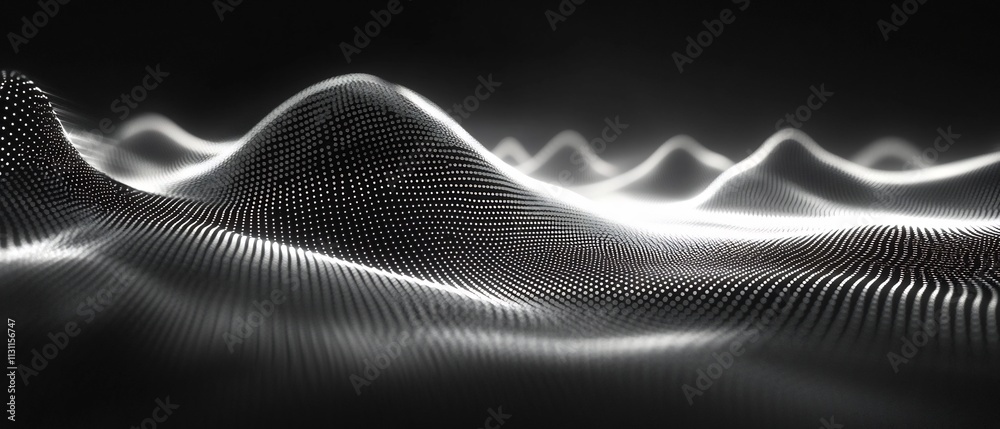 Poster rhythmic harmonious blend of light pulses and patterns in a minimalist futuristic landscape abstract
