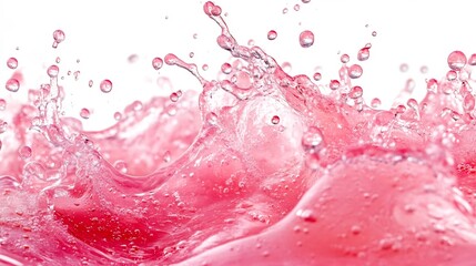 Effervescent soda splashing with a playful mix of colorful translucent bubbles elegantly isolated against a clean white background conveying a sense of refreshment energy and minimalist design