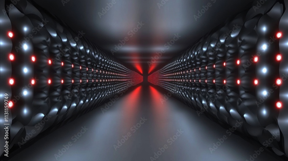 Aufkleber A futuristic tunnel with glowing lights creating a sense of depth and perspective.