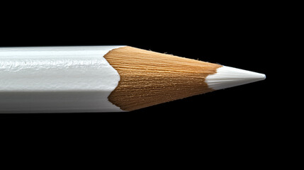 Close-up of a white pencil on a black background, highlighting texture and shape